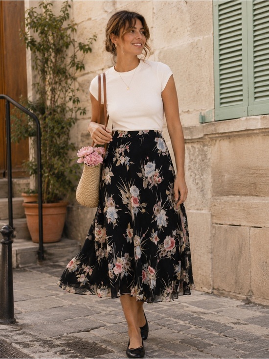 Charter Club Dresses & Skirts - NWT Charter Club 100% Silk Floral Midi Skirt Petite 12P Romantic Cottagecore